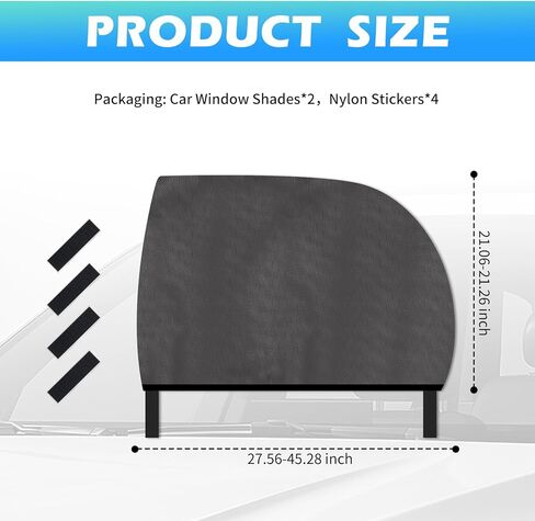 2PCS New Rear Car Window Screen,Stretchable Car Window Shades with Breathable Mesh Design,Foldable Cars Windows Covers for Blocking Sunlight with Nylon Stickers for Cars SUVs in Kuwait