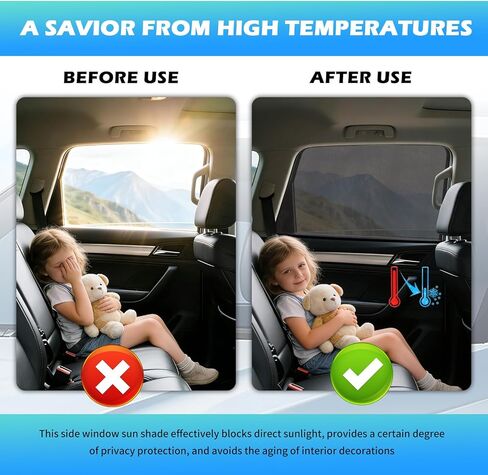 2PCS New Rear Car Window Screen,Stretchable Car Window Shades with Breathable Mesh Design,Foldable Cars Windows Covers for Blocking Sunlight with Nylon Stickers for Cars SUVs in Kuwait