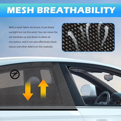 2PCS New Rear Car Window Screen,Stretchable Car Window Shades with Breathable Mesh Design,Foldable Cars Windows Covers for Blocking Sunlight with Nylon Stickers for Cars SUVs in Kuwait