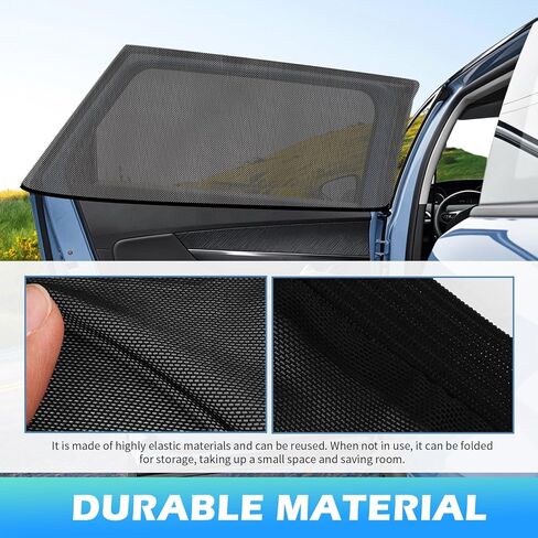 2PCS New Rear Car Window Screen,Stretchable Car Window Shades with Breathable Mesh Design,Foldable Cars Windows Covers for Blocking Sunlight with Nylon Stickers for Cars SUVs in Kuwait