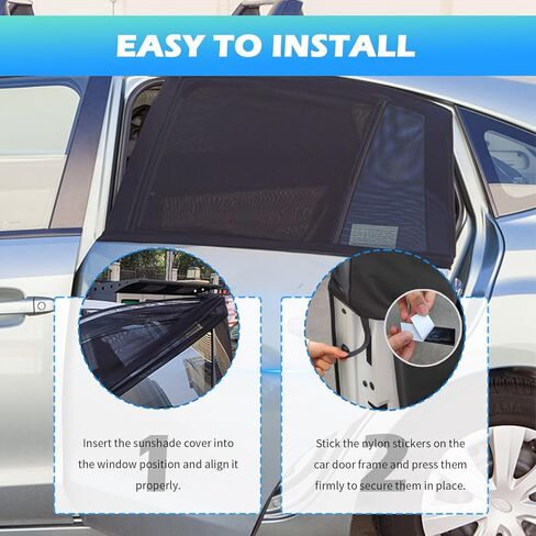 2PCS New Rear Car Window Screen,Stretchable Car Window Shades with Breathable Mesh Design,Foldable Cars Windows Covers for Blocking Sunlight with Nylon Stickers for Cars SUVs in Kuwait