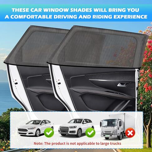 2PCS New Rear Car Window Screen,Stretchable Car Window Shades with Breathable Mesh Design,Foldable Cars Windows Covers for Blocking Sunlight with Nylon Stickers for Cars SUVs in Kuwait