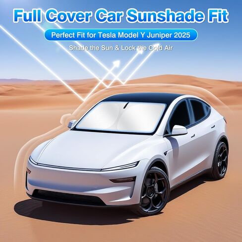 T TGBROS لظلال نافذة Tesla Model Y Juniper 2025-2026، مجموعة كاملة من مظلات الشمس الخلفية الجانبية للزجاج الأمامي مع أكواب شفط مطورة، ملاءمة آمنة للنوافذ بدون إطار وغطاء خصوصية تعتيم 8 قطع in Kuwait