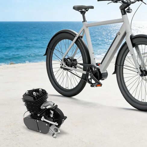 80cc 2-Stroke Bike Motor Kit, Foot Pedal Start Mini Bike Bicycle Single Cylinder Engine Motorized Bike Kit Suitable for Most V-Frame 26-28 Inch Wheeled Bicycles, Mountain Bikes and Road Bikes in Kuwait