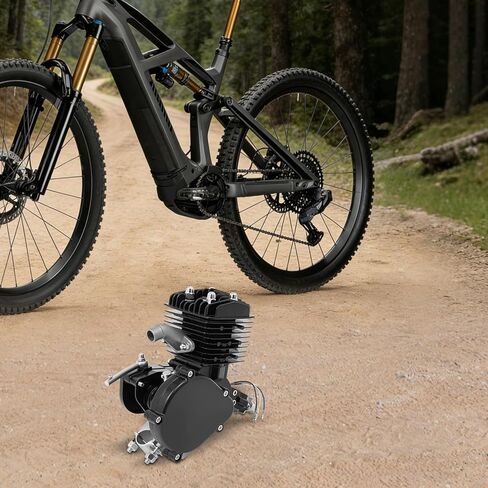 80cc 2-Stroke Bike Motor Kit, Foot Pedal Start Mini Bike Bicycle Single Cylinder Engine Motorized Bike Kit Suitable for Most V-Frame 26-28 Inch Wheeled Bicycles, Mountain Bikes and Road Bikes in Kuwait