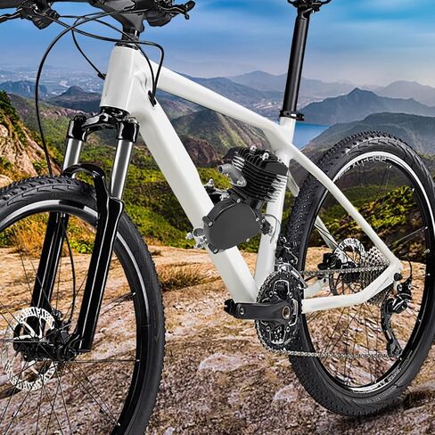 80cc 2-Stroke Bike Motor Kit, Foot Pedal Start Mini Bike Bicycle Single Cylinder Engine Motorized Bike Kit Suitable for Most V-Frame 26-28 Inch Wheeled Bicycles, Mountain Bikes and Road Bikes in Kuwait