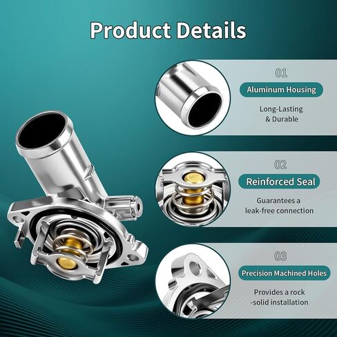 Aluminium Engine Thermostat Housing Assembly Fits for 11-17 Chrysler 200, 11-19 Dodge Avenger Grand Caravan Journey, 11-14 VW Routan, 12-21 Ram ProMaster, 14-22 Jeep Cherokee - Replaces 5184570AG in Kuwait