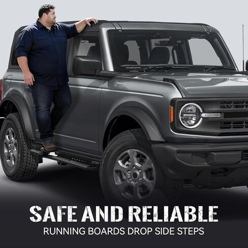 Running Boards Side Steps Compatible with 2021-2026 Ford Bronco 4 Doors (Not for Sport Model), Two Stairs Design Heavy-Duty Steel Nerf Bars, Bolt-on Step Plates Rock Sliders Rail in Saudi Arabia