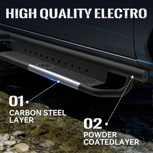 Running Boards Side Steps Compatible with 2021-2026 Ford Bronco 4 Doors (Not for Sport Model), Two Stairs Design Heavy-Duty Steel Nerf Bars, Bolt-on Step Plates Rock Sliders Rail in Saudi Arabia