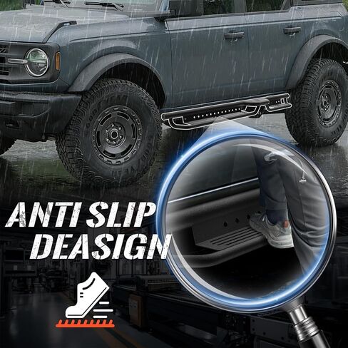 Running Boards Side Steps Compatible with 2021-2026 Ford Bronco 4 Doors (Not for Sport Model), Two Stairs Design Heavy-Duty Steel Nerf Bars, Bolt-on Step Plates Rock Sliders Rail in Saudi Arabia