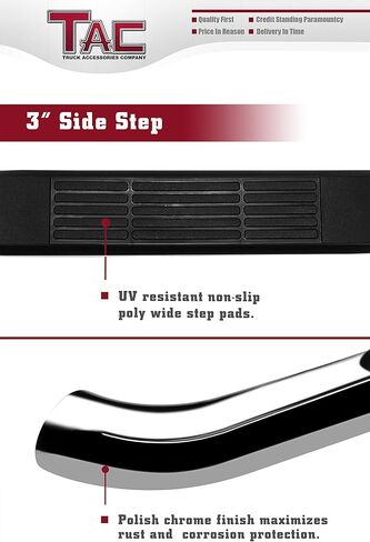 TAC Side Steps Compatible with 2005-2023 Toyota Tacoma Double Cab Pickup Truck 3" Stainless Steel Side Bars Nerf Bars Running Boards Rock Panel Off Road Exterior Accessories (2 Pieces) in Kuwait