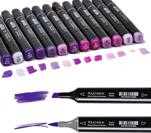 13Pcs Alcohol Markers Pure Color Series,Black Pen Barrel Dual Tip Soft Art Solid Color Markers Set for Adults Beginner Drawing Sketching (Green) in Kuwait