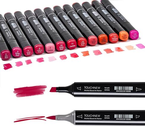 13Pcs Alcohol Markers Pure Color Series,Black Pen Barrel Dual Tip Soft Art Solid Color Markers Set for Adults Beginner Drawing Sketching (Green) in Kuwait