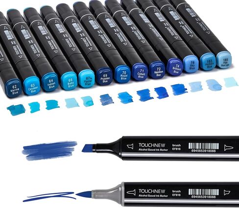 13Pcs Alcohol Markers Pure Color Series,Black Pen Barrel Dual Tip Soft Art Solid Color Markers Set for Adults Beginner Drawing Sketching (Green) in Kuwait