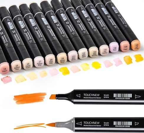 13Pcs Alcohol Markers Pure Color Series,Black Pen Barrel Dual Tip Soft Art Solid Color Markers Set for Adults Beginner Drawing Sketching (Green) in Kuwait