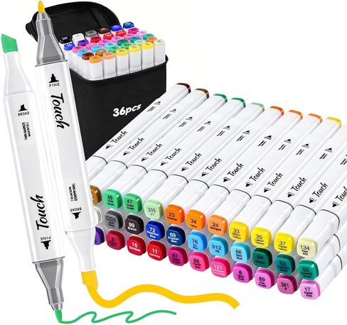 Dual Tip Artist Alcohol Markers, Permanent Art Alcohol Based Markers, Chisel & Fine Coloring Marker for Drawing, Colored Pens White Penholder for Calligraphy, Illustration, Art Supplies Marker Kit in Saudi Arabia