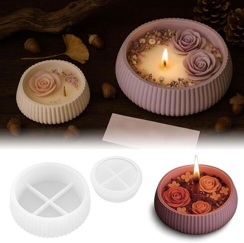 2 PCS Plaster Moulds for Casting, Candle Holder Molds for Resi, Striped Storage Box Jar Plant Pot Silicone Molds, for Jewelry Makeup Brush Holder Succulent Plant Pot DIY Resin Art Craft Home Decor in Saudi Arabia