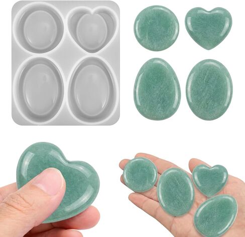 Jeffdad Thumb Worry Stone Resin Molds, Pocket Stones Resin Molds Oval Heart Silicone Mold for Men Women DIY Reducing Stress Stones Resins Casting in Saudi Arabia