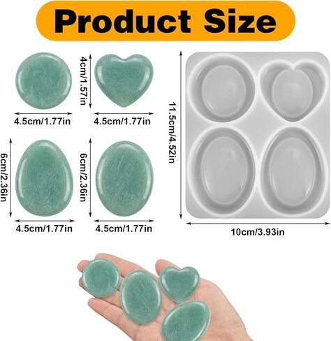 Jeffdad Thumb Worry Stone Resin Molds, Pocket Stones Resin Molds Oval Heart Silicone Mold for Men Women DIY Reducing Stress Stones Resins Casting in Saudi Arabia