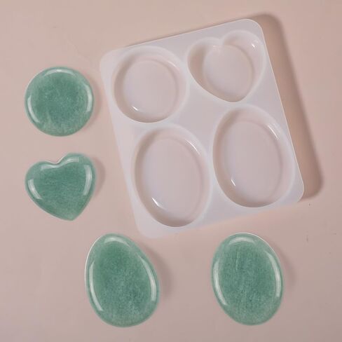 Jeffdad Thumb Worry Stone Resin Molds, Pocket Stones Resin Molds Oval Heart Silicone Mold for Men Women DIY Reducing Stress Stones Resins Casting in Saudi Arabia