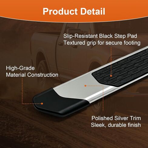 لوحات الجري لـ 2009-2018 Dodge Ram 1500 Crew Cab (بما في ذلك 2019-2024 Classic)، 2010-2026 Ram 2500 3500 6.5 بوصة خطوات جانبية S/S من الفولاذ الكربوني in Kuwait