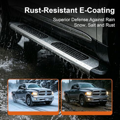لوحات الجري لـ 2009-2018 Dodge Ram 1500 Crew Cab (بما في ذلك 2019-2024 Classic)، 2010-2026 Ram 2500 3500 6.5 بوصة خطوات جانبية S/S من الفولاذ الكربوني in Kuwait