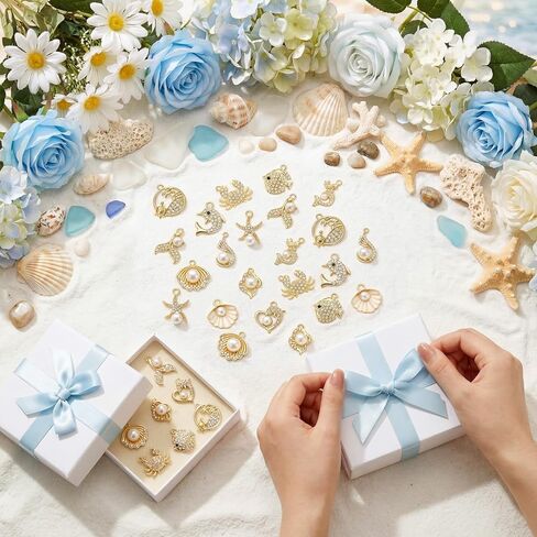 Landical 48 Pcs Gold Summer Charms for Jewelry Making Assorted Gold Enamel Jewelry Pendants for Bracelet Necklace Earring DIY Craft Making Supplies in Kuwait