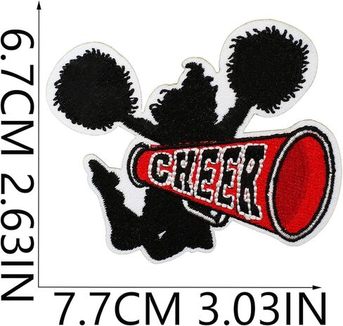 8Pcs Cheerleader Embroidered Applique Patches Iron On Patches Pink and Black Patches for Clothing Jeans Jacket DIY Craft Accessories (8 Pcs Cheerleader Patches Set) in Saudi Arabia