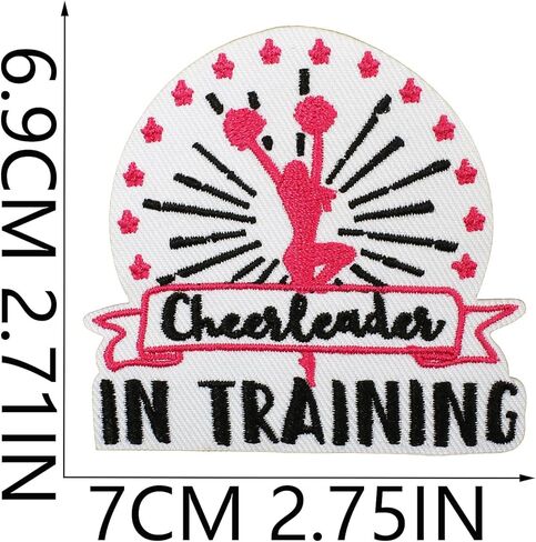 8Pcs Cheerleader Embroidered Applique Patches Iron On Patches Pink and Black Patches for Clothing Jeans Jacket DIY Craft Accessories (8 Pcs Cheerleader Patches Set) in Saudi Arabia