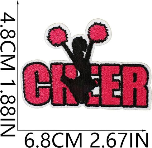 8Pcs Cheerleader Embroidered Applique Patches Iron On Patches Pink and Black Patches for Clothing Jeans Jacket DIY Craft Accessories (8 Pcs Cheerleader Patches Set) in Saudi Arabia