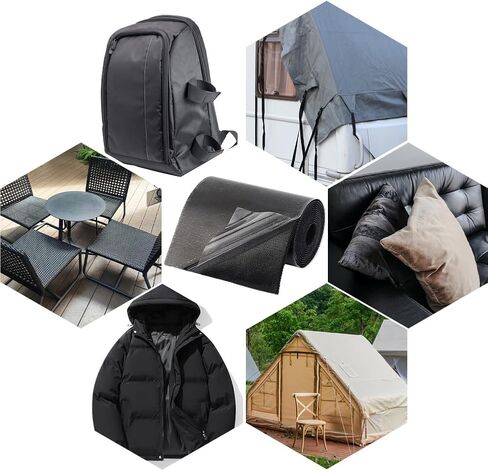GORGECRAFT 63 x 3.9 Inch Black Fabric Repair Tape Polyester Heavy Duty Waterproof Self Adhesive Repairing Tear or Hole Patch for Upholstery Curtain Awning Tent Canvas Sail Boat Cover in Kuwait