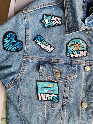 5Pcs Summer Swim Sport Theme Iron On/Sew on Pathes Swimmer Embroidered Patches Badge for Clothes Jacket Jeans Backpacks (ColorA) in Saudi Arabia