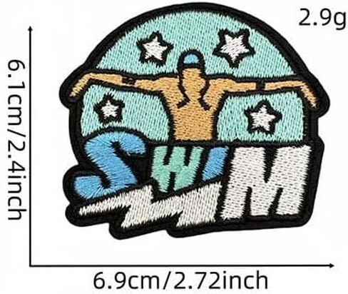 5Pcs Summer Swim Sport Theme Iron On/Sew on Pathes Swimmer Embroidered Patches Badge for Clothes Jacket Jeans Backpacks (ColorA) in Saudi Arabia