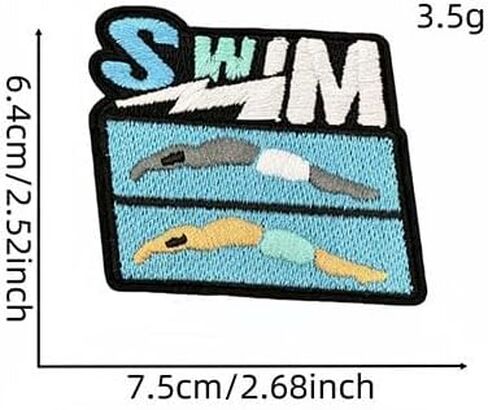 5Pcs Summer Swim Sport Theme Iron On/Sew on Pathes Swimmer Embroidered Patches Badge for Clothes Jacket Jeans Backpacks (ColorA) in Saudi Arabia