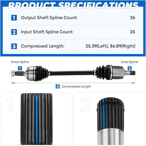 مجموعة عمود المحور الأمامي من TadaMark مكونة من قطعتين تناسب Honda Civic 2.0L 2016-2021 (لموديلات EX LX LX-P فقط)، من أجل ناقل CVT الأوتوماتيكي FWD فقط، استبدال السائق الأيسر وجانب الراكب الأيمن لـ NCV36146 in Kuwait