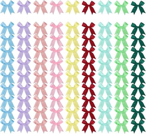 70 Pcs Pastel Satin Ribbon Bows with Twist Tie for Treat Bags DIY Craft for Sewing Scrapbooking Wedding Gift Christmas Easter Decoration in Saudi Arabia