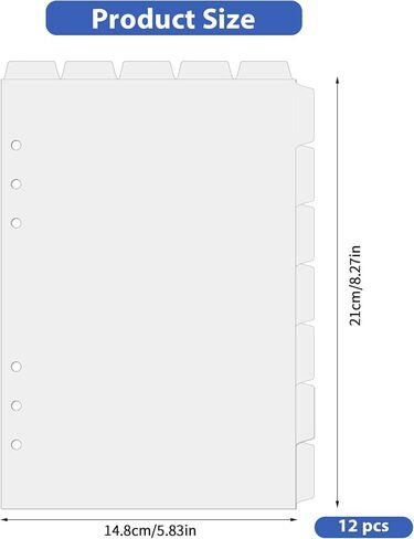 2 Set A5 Binder Dividers 6 Ring Clear Plastic Dividers with Tabs, Monthly Index Notebooks Planner Insert Tabs for Journals Notebook Planner (12 A5) in Saudi Arabia