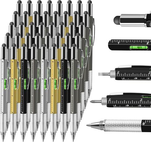 NICEMOVIC Fathers Day Dad Bulk Gifts for Men Multitool Tool Pen Gift 36 Pcs 6-in-1 Party Favor Father's Christmas White Elephant Gifts for Adults Level Gauge Ballpoint Pen Stylus Pen Screwdriver in Saudi Arabia
