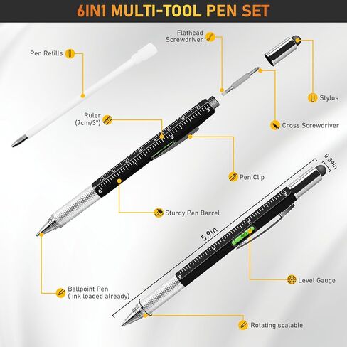 NICEMOVIC Fathers Day Dad Bulk Gifts for Men Multitool Tool Pen Gift 36 Pcs 6-in-1 Party Favor Father's Christmas White Elephant Gifts for Adults Level Gauge Ballpoint Pen Stylus Pen Screwdriver in Saudi Arabia