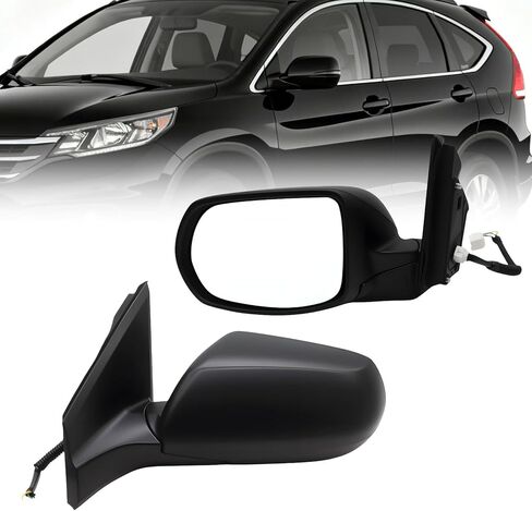 مجموعة مرآة الباب الجانبي للراكب الأيمن متوافقة مع CR-V 2012 2013 2014 2015 2016 زجاج الطاقة غير المسخن يدويًا قابل للطي باللون الأسود استبدال 76208T0AA11 (3 دبابيس) in Kuwait