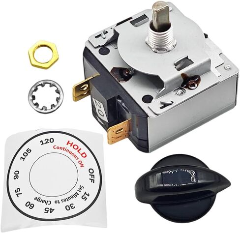 697120A Timer Kit Fit for Schumacher Century and Most Battery Chargers, 120 Minute Timer Switch, with Hold Position Panel Mount, Metal Insert, Mounting Nut, Lock Washer in Saudi Arabia