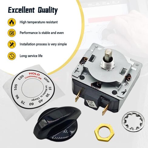697120A Timer Kit Fit for Schumacher Century and Most Battery Chargers, 120 Minute Timer Switch, with Hold Position Panel Mount, Metal Insert, Mounting Nut, Lock Washer in Saudi Arabia