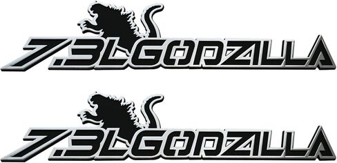 قطعتان جديدتان مخصصتان 7.3L شارة اسم لوحة شعار ثلاثية الأبعاد ملصقات مصورة متوافقة مع Ford Super Duty 7.3L Godzilla Raging (كروم) in Kuwait