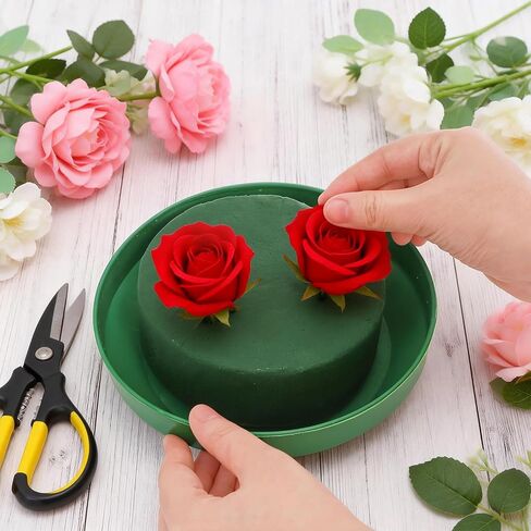 dicunoy 12 حزمة رغوة زهرة مع وعاء، 6.5 بوصة جولة كتل الزهور الرطبة السائبة، DIY ترتيب مجموعة وعاء لزهرة اصطناعية طازجة، رغوة نبات الزهور لديكور الزفاف المركزية in Kuwait