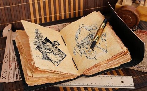Vintage Leather Journal Semi Precious Celtic Witch Stone Triple Moon Design-Lock Closure, 200 Antique Deckle Edge Paper Blank Spell Book of Shadows Leather Bound Embossed Notebook, Grimoire Journal, Witch Journal for Men , Witchy Gifts Pagan Wiccan Decor  in Saudi Arabia