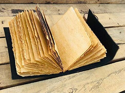 Vintage Leather Journal Semi Precious Celtic Witch Stone Triple Moon Design-Lock Closure, 200 Antique Deckle Edge Paper Blank Spell Book of Shadows Leather Bound Embossed Notebook, Grimoire Journal, Witch Journal for Men , Witchy Gifts Pagan Wiccan Decor  in Saudi Arabia