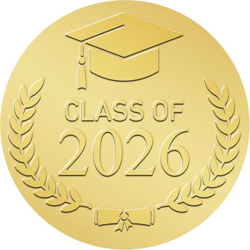100Pcs Class of 2026 Stickers, 2" Gold Foil Embossed Graduation Stickers for Envelopes, Transparent Congrats Grad Stickers for School Invitation Labels Grad Party Favors in Saudi Arabia