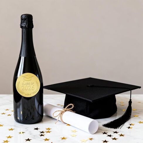 100Pcs Class of 2026 Stickers, 2" Gold Foil Embossed Graduation Stickers for Envelopes, Transparent Congrats Grad Stickers for School Invitation Labels Grad Party Favors in Saudi Arabia