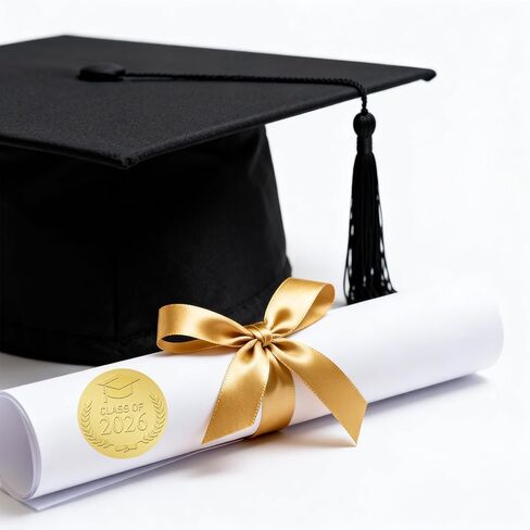 100Pcs Class of 2026 Stickers, 2" Gold Foil Embossed Graduation Stickers for Envelopes, Transparent Congrats Grad Stickers for School Invitation Labels Grad Party Favors in Saudi Arabia