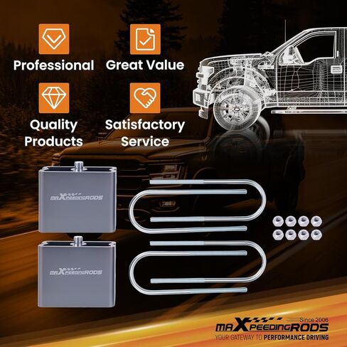 maXpeedingrods Universal 4" Lowering Block Kit, Leaf Spring Aluminum Drop Kit with U-Bolts in Kuwait